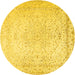 Round Persian Yellow Traditional Rug, tr3294yw