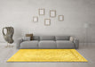 Machine Washable Persian Yellow Traditional Rug in a Living Room, wshtr3294yw