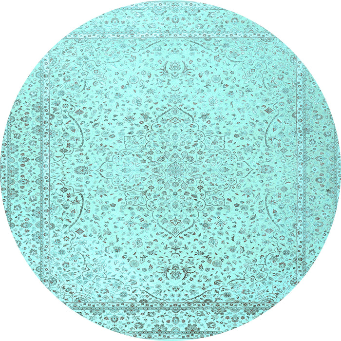 Round Persian Light Blue Traditional Rug, tr3294lblu