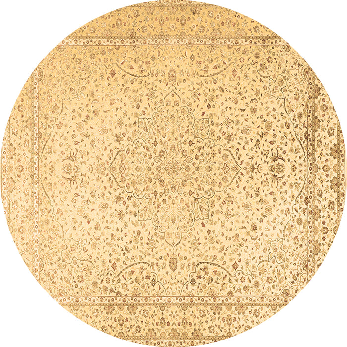 Round Machine Washable Persian Brown Traditional Rug, wshtr3294brn