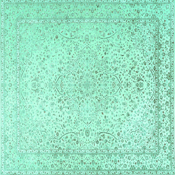 Square Machine Washable Persian Turquoise Traditional Area Rugs, wshtr3294turq