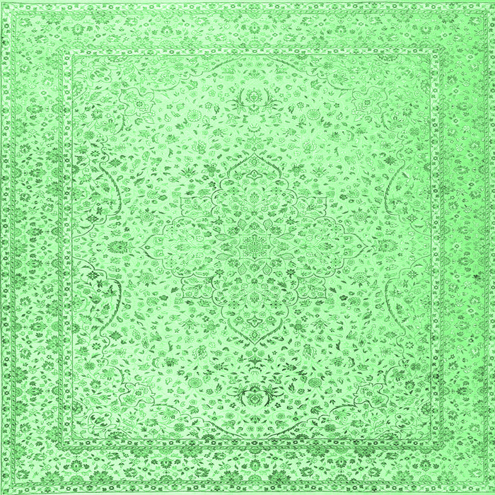 Square Machine Washable Persian Emerald Green Traditional Area Rugs, wshtr3294emgrn