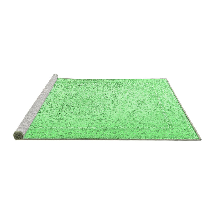 Sideview of Machine Washable Persian Emerald Green Traditional Area Rugs, wshtr3294emgrn