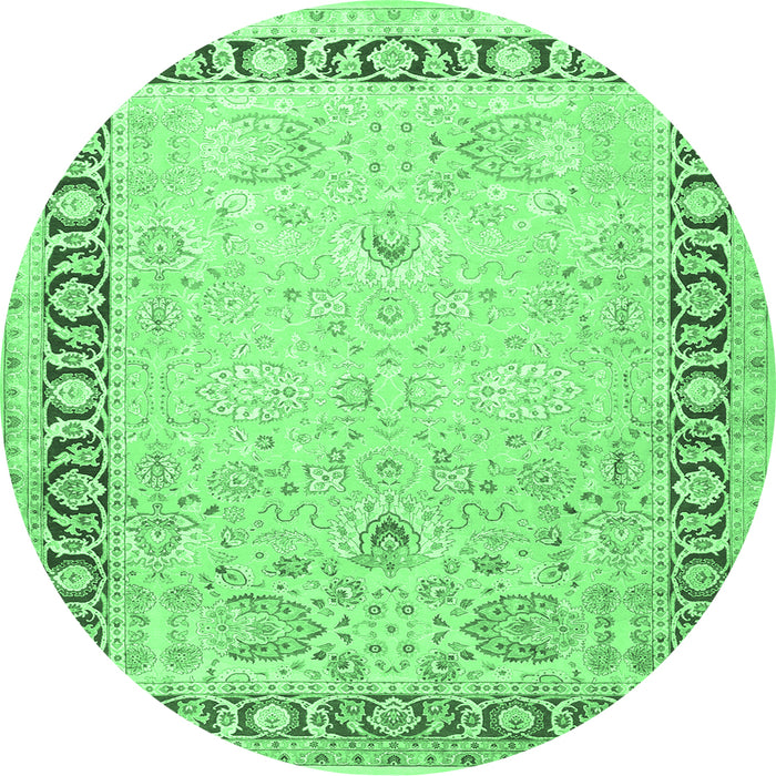 Round Persian Emerald Green Traditional Rug, tr3295emgrn