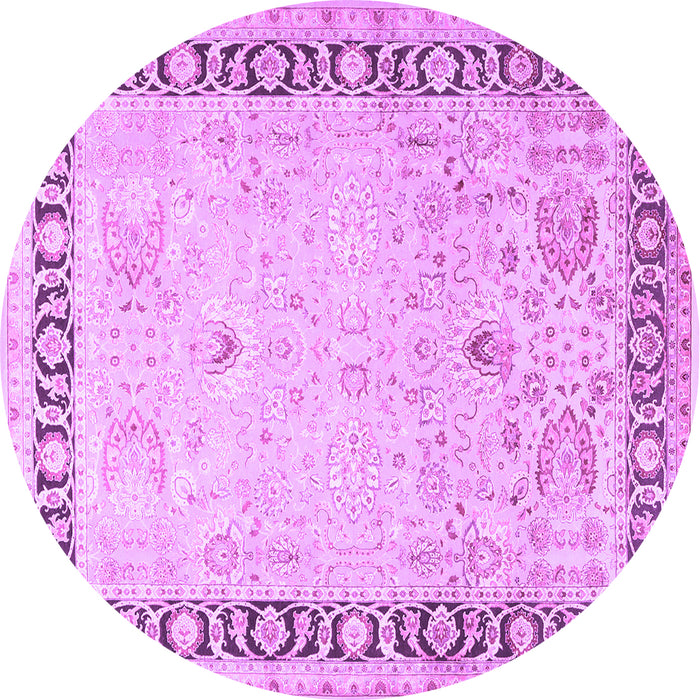 Round Machine Washable Persian Purple Traditional Area Rugs, wshtr3295pur