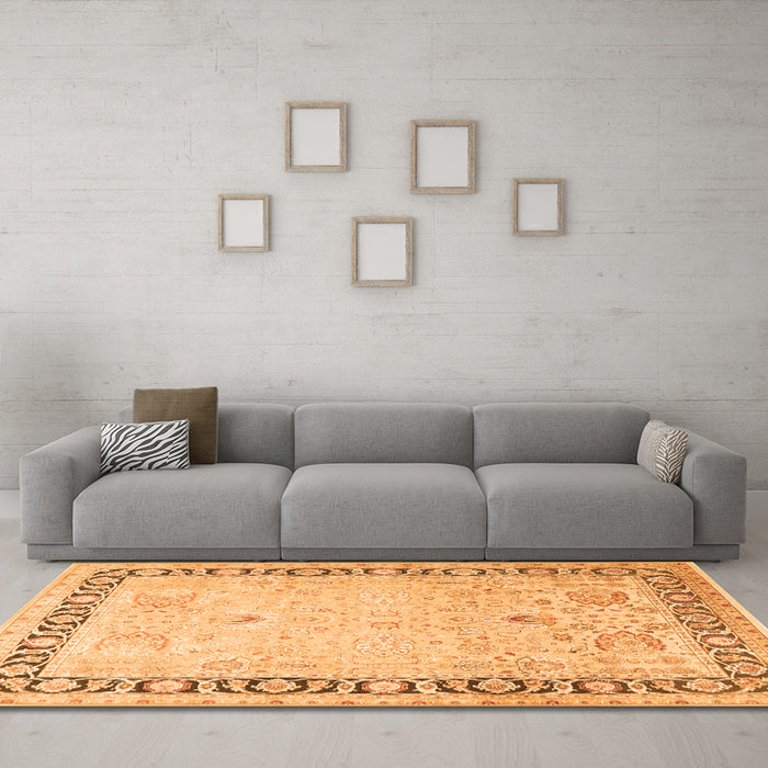 Machine Washable Persian Orange Traditional Area Rugs in a Living Room, wshtr3295org