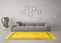 Machine Washable Persian Yellow Traditional Rug, wshtr3295yw