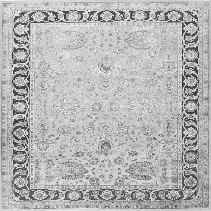 Round Machine Washable Persian Gray Traditional Rug, wshtr3295gry