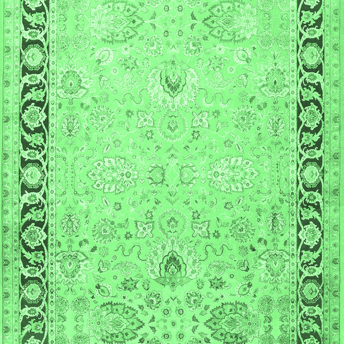 Machine Washable Persian Emerald Green Traditional Area Rugs, wshtr3295emgrn