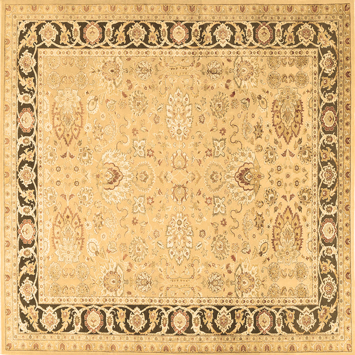 Square Machine Washable Persian Brown Traditional Rug, wshtr3295brn