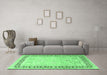 Machine Washable Persian Emerald Green Traditional Area Rugs in a Living Room,, wshtr3295emgrn