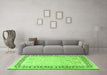 Machine Washable Persian Green Traditional Area Rugs in a Living Room,, wshtr3295grn