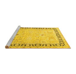 Sideview of Machine Washable Persian Yellow Traditional Rug, wshtr3295yw