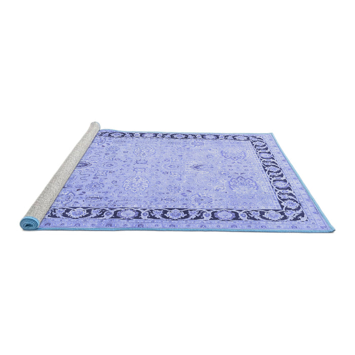 Sideview of Machine Washable Persian Blue Traditional Rug, wshtr3295blu