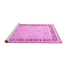 Sideview of Machine Washable Persian Pink Traditional Rug, wshtr3295pnk