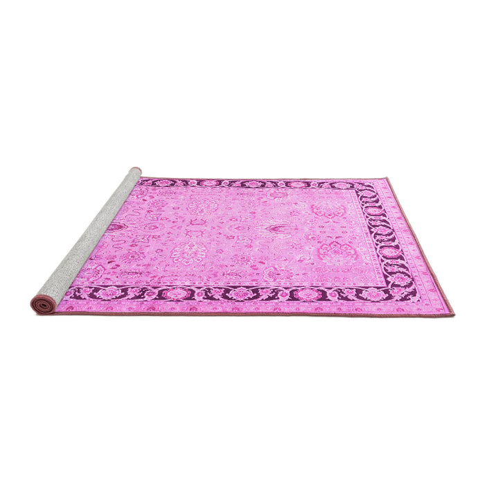 Sideview of Machine Washable Persian Pink Traditional Rug, wshtr3295pnk