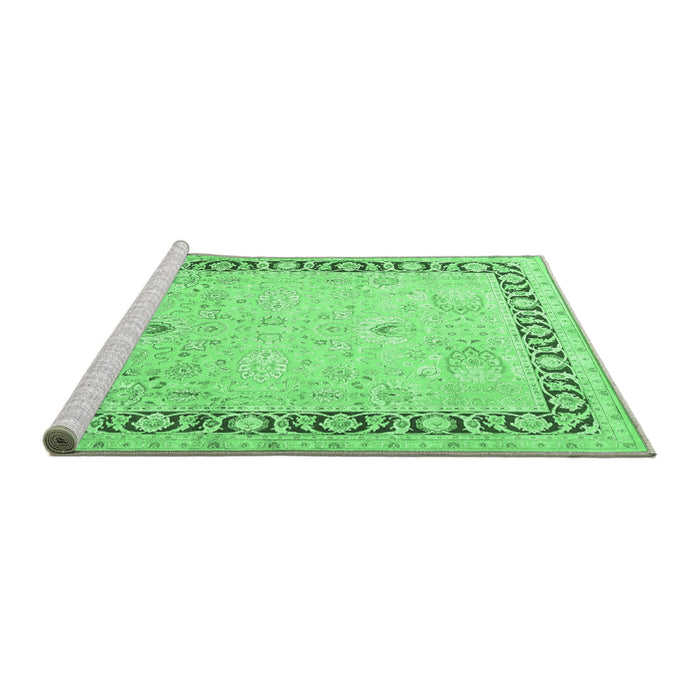 Sideview of Machine Washable Persian Emerald Green Traditional Area Rugs, wshtr3295emgrn