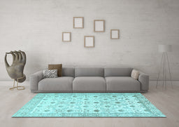 Machine Washable Persian Light Blue Traditional Rug in a Living Room, wshtr3296lblu