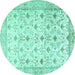 Round Persian Turquoise Traditional Rug, tr3296turq