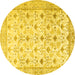 Round Persian Yellow Traditional Rug, tr3296yw