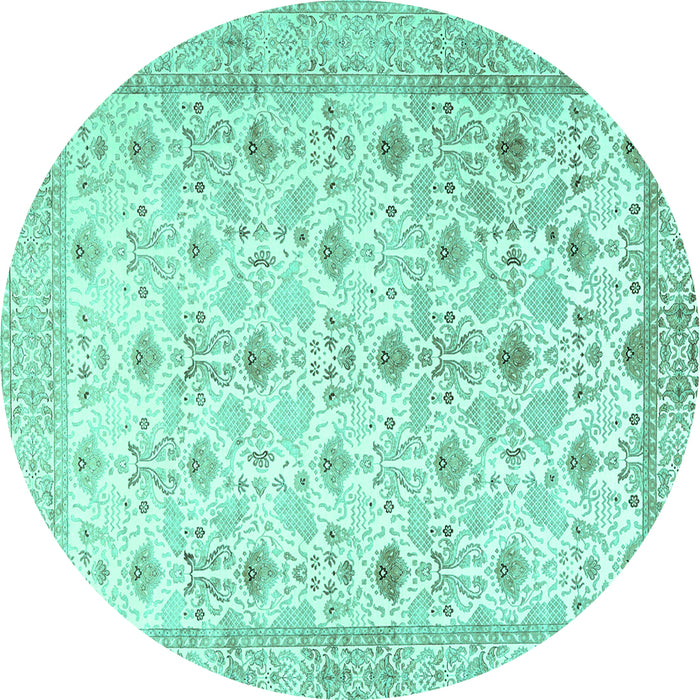Round Machine Washable Persian Turquoise Traditional Area Rugs, wshtr3296turq