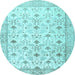 Round Machine Washable Persian Light Blue Traditional Rug, wshtr3296lblu