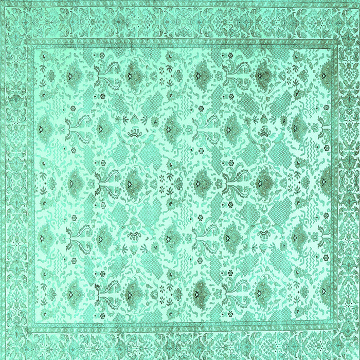 Square Machine Washable Persian Turquoise Traditional Area Rugs, wshtr3296turq