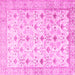 Square Machine Washable Persian Pink Traditional Rug, wshtr3296pnk