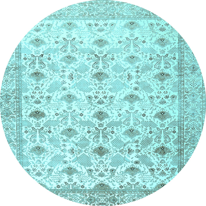 Round Persian Light Blue Traditional Rug, tr3296lblu