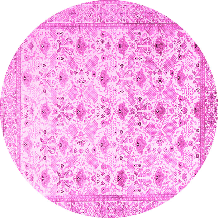 Round Persian Pink Traditional Rug, tr3296pnk