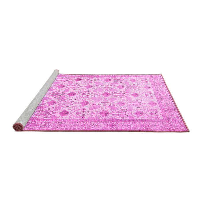 Sideview of Machine Washable Persian Pink Traditional Rug, wshtr3296pnk