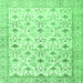 Square Machine Washable Persian Emerald Green Traditional Area Rugs, wshtr3296emgrn