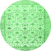 Round Persian Emerald Green Traditional Rug, tr3296emgrn