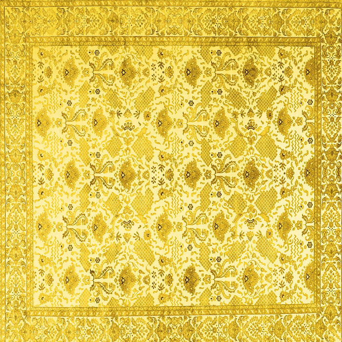 Square Machine Washable Persian Yellow Traditional Rug, wshtr3296yw