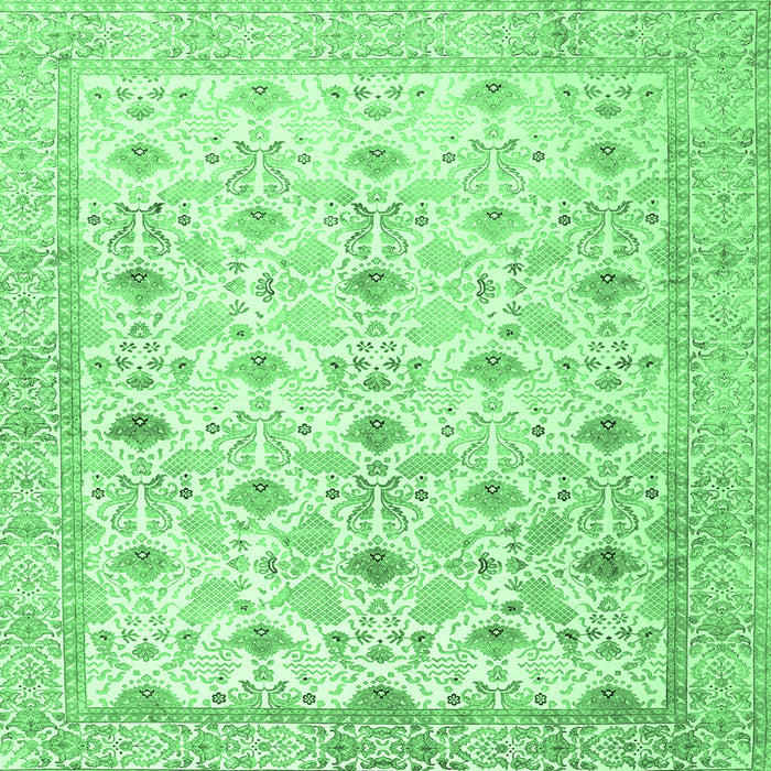 Square Persian Emerald Green Traditional Rug, tr3296emgrn
