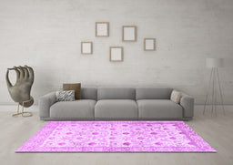 Machine Washable Persian Purple Traditional Area Rugs in a Living Room, wshtr3296pur