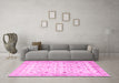 Machine Washable Persian Pink Traditional Rug in a Living Room, wshtr3296pnk