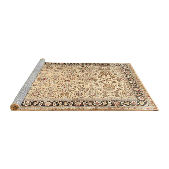 Sideview of Machine Washable Traditional Brown Gold Rug, wshtr3297
