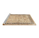 Sideview of Machine Washable Traditional Brown Gold Rug, wshtr3297