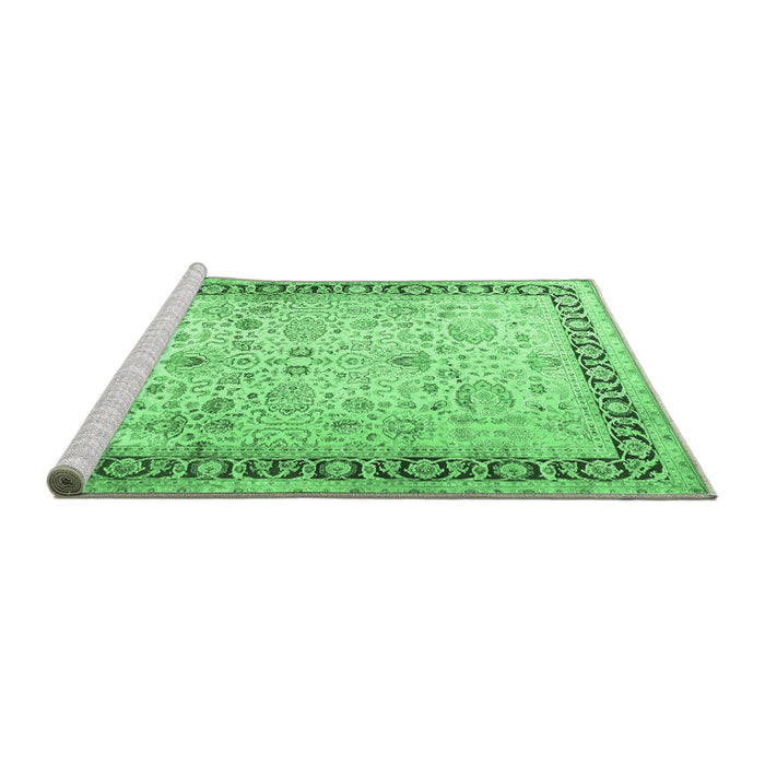 Sideview of Machine Washable Persian Emerald Green Traditional Area Rugs, wshtr3297emgrn
