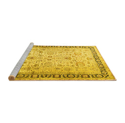 Sideview of Machine Washable Persian Yellow Traditional Rug, wshtr3297yw