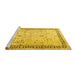 Sideview of Machine Washable Persian Yellow Traditional Rug, wshtr3297yw