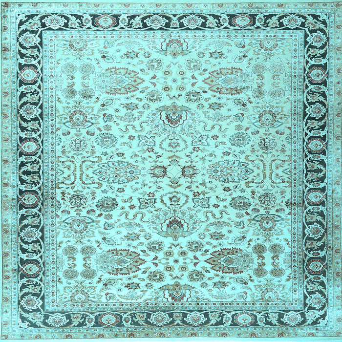 Square Machine Washable Persian Light Blue Traditional Rug, wshtr3297lblu