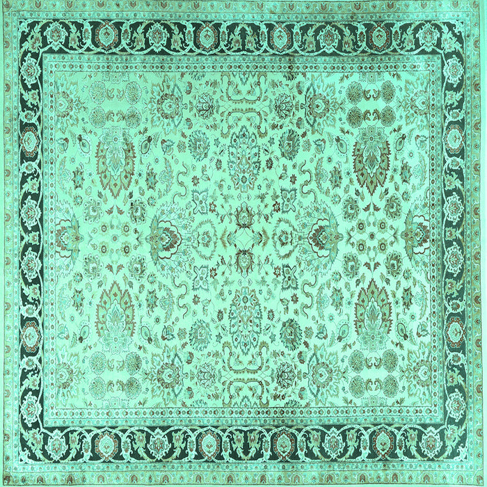 Square Machine Washable Persian Turquoise Traditional Area Rugs, wshtr3297turq