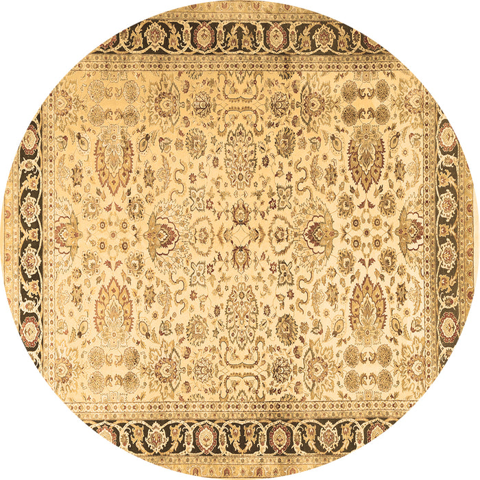 Round Machine Washable Persian Brown Traditional Rug, wshtr3297brn