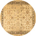 Round Persian Brown Traditional Rug, tr3297brn