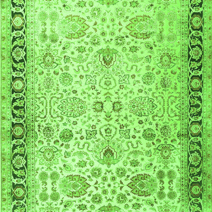 Serging Thickness of Machine Washable Persian Green Traditional Area Rugs, wshtr3297grn