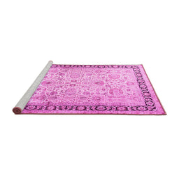 Sideview of Machine Washable Persian Pink Traditional Rug, wshtr3297pnk