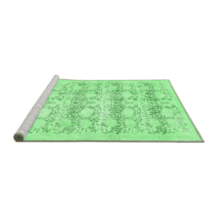 Sideview of Machine Washable Persian Emerald Green Traditional Area Rugs, wshtr3298emgrn