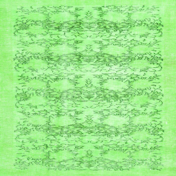 Round Machine Washable Persian Green Traditional Area Rugs, wshtr3298grn